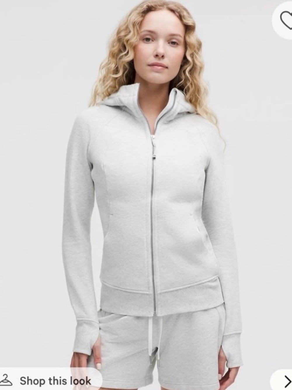 Lululemon Scuba Full-Zip Hoodie Heathered Light Grey Size 8